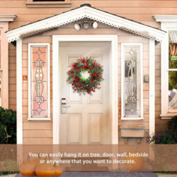 Amorly 40Cm Winter Christmas Wreath For Front Door, Decorated With Pine Cones, Bells And Red Berries, Indoor Festive Xmas Home Decoration - thumbnail 5