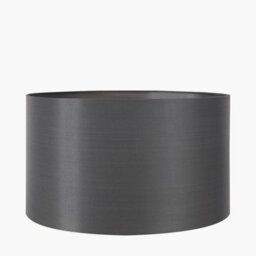 Pacific Lifestyle 40Cm Steel Grey Silk Cylinder Drum Table Floor Lampshade