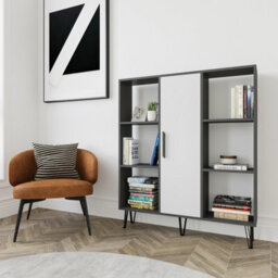 Decorotika Peoria 6 Shelves And A  Cabinet Bookcase Anthracite & White - thumbnail 1