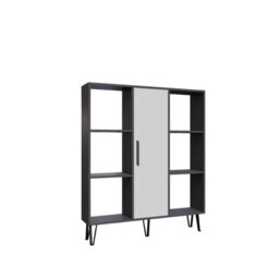 Decorotika Peoria 6 Shelves And A  Cabinet Bookcase Anthracite & White - thumbnail 3