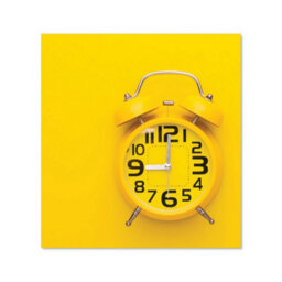 Warren Reed Designer Yellow Alarm Clock Premium Glass Kitchen Splashback W900mm X H750mm - thumbnail 2