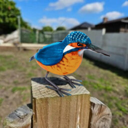 Betley Butterfly Metal Kingfisher Bird Sculpture - Hand - Painted Garden Ornament - 12Cm X 8.5Cm X 20Cm - thumbnail 3