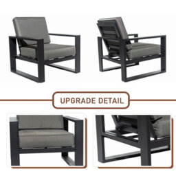 4 Pieces Aluminum Outdoor Patio Sectional Conversation Set With Coffee Table, Thick Cushion - 2 Armchair + 3 Seaters - thumbnail 6