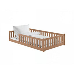 Arte  Otis Montessori Floor Bed Eu Small Double 120X200Cm Cinnamon Solid Pine Low Bed With Guardrails