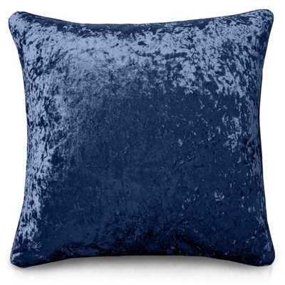 Intimates Luxury Crushed Velvet Sofa Cushion, Zip Closure, Machine Washable, Decorative Home Decor Cushion - Navy