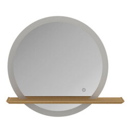 GoodHome Avela Oak Circular Wall-Mounted Bathroom Illuminated Contemporary Bathroom Mirror (H)70Cm (W)80Cm - thumbnail 1