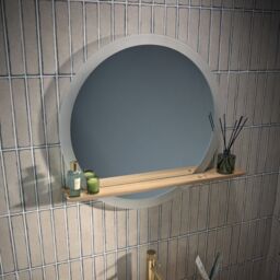 GoodHome Avela Oak Circular Wall-Mounted Bathroom Illuminated Contemporary Bathroom Mirror (H)70Cm (W)80Cm - thumbnail 9