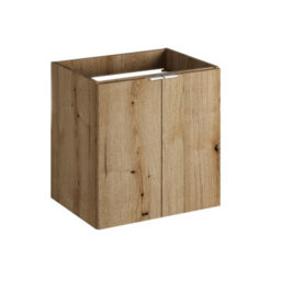 Impact Furniture Bathroom Vanity Unit 600mm Wall Hung Cabinet Slim 2 Door Floating Under Sink Storage Oak Effect Nova - thumbnail 5