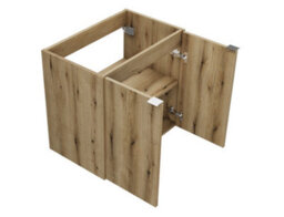 Impact Furniture Bathroom Vanity Unit 600mm Wall Hung Cabinet Slim 2 Door Floating Under Sink Storage Oak Effect Nova - thumbnail 4