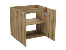 Impact Furniture Bathroom Vanity Unit 600mm Wall Hung Cabinet Slim 2 Door Floating Under Sink Storage Oak Effect Nova - thumbnail 3