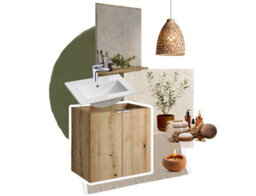 Impact Furniture Bathroom Vanity Unit 600mm Wall Hung Cabinet Slim 2 Door Floating Under Sink Storage Oak Effect Nova - thumbnail 8