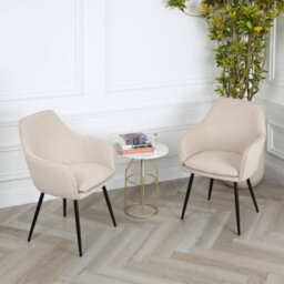 Genesis Pair Of Muse Accent Chairs In Boucle Fabric Upholstery - Cream - thumbnail 1