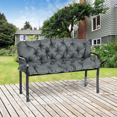 Outsunny 3 Seater Garden Bench Cushion Outdoor Seat Pad With Ties Dark Grey - image 1