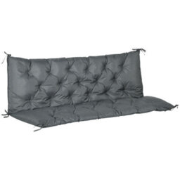 Outsunny 3 Seater Garden Bench Cushion Outdoor Seat Pad With Ties Dark Grey - thumbnail 2