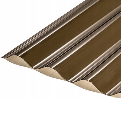 Pack Of 15 - High Impact Sunplex Bronze Tinted Translucent Polycarbonate Corrugated Roofing Sheet 7Ft (2135mm) - Uv Protected - image 1