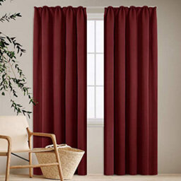 "Deconovo Ready Made Blackout Curtains Super Soft Pencil Pleat Curtains Living Room Curtains For Wedding W55""x L87"" Red One Pair" - thumbnail 6