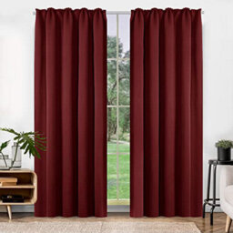 "Deconovo Ready Made Blackout Curtains Super Soft Pencil Pleat Curtains Living Room Curtains For Wedding W55""x L87"" Red One Pair" - thumbnail 3
