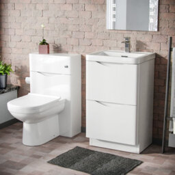 Nes Home 500mm White 2 Drawer Vanity Cabinet With Basin And Wc Toilet Unit Combo - thumbnail 1