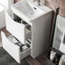 Nes Home 500mm White 2 Drawer Vanity Cabinet With Basin And Wc Toilet Unit Combo - thumbnail 5