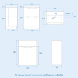 Nes Home 500mm White 2 Drawer Vanity Cabinet With Basin And Wc Toilet Unit Combo - thumbnail 6