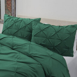 TheWhiteWater Limited Pintuck Duvet Cover Set + Matching Pillowcases With Bedsheet - 3In1 Hotel Style Bedding Set - Emirates Green - thumbnail 5