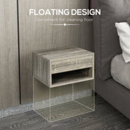 Homcom Floating Nightstands Set Of 2, Bedside Table W/ Drawer And Open Shelf - thumbnail 5