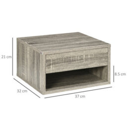 Homcom Floating Nightstands Set Of 2, Bedside Table W/ Drawer And Open Shelf - thumbnail 3