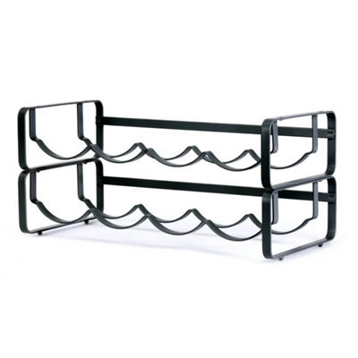 Modular Wine Rack 2 Pack Stackable Bottle Holder Black - image 1