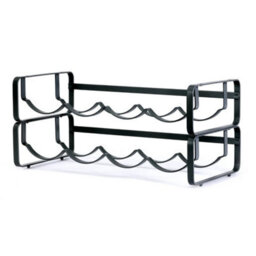 Modular Wine Rack 2 Pack Stackable Bottle Holder Black - thumbnail 1