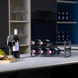 Modular Wine Rack 2 Pack Stackable Bottle Holder Black - thumbnail 5
