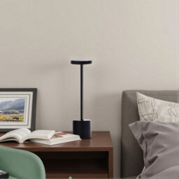 Darphe Nordic Style Black Metal Bedside Lamp, Usb Charging, 3 Adjustable Light Colors - thumbnail 1