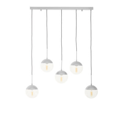 Orsina Industrial Chrome 5 Pendant Light, Adjustable Globe Pendant Ceiling Light For Dining Table, Hanging Light - image 1