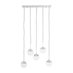 Orsina Industrial Chrome 5 Pendant Light, Adjustable Globe Pendant Ceiling Light For Dining Table, Hanging Light - thumbnail 2