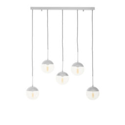 Orsina Industrial Chrome 5 Pendant Light, Adjustable Globe Pendant Ceiling Light For Dining Table, Hanging Light - thumbnail 1