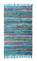 Second Nature Online Festival Recycled Cotton Blend Rag Rug In Varied Colourways Indoor And Outdoor Use / 90 Cm X 150 Cm / Green