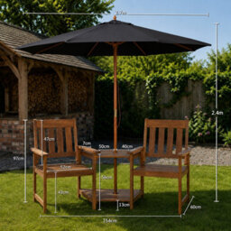 Samuel Alexander Rydal 2 Seater Wooden Love Seat & 2.7M Black Parasol Set - thumbnail 2