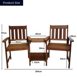 Samuel Alexander Rydal 2 Seater Wooden Love Seat & 2.7M Black Parasol Set - thumbnail 6