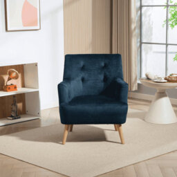 Home Source Arta Fabric Dark Blue Upholstered Accent Occasional Armchair - thumbnail 2
