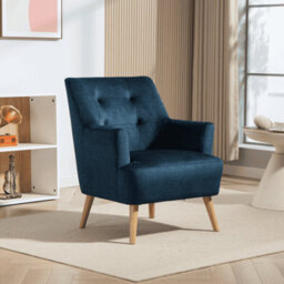 Home Source Arta Fabric Dark Blue Upholstered Accent Occasional Armchair