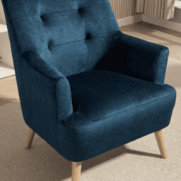 Home Source Arta Fabric Dark Blue Upholstered Accent Occasional Armchair - thumbnail 4