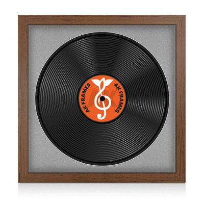 "16X16"" Walnut Modern Vinyl Record Frame With Silver Mount For 12 Inch Lp Disc - Ak Frames" - image 1