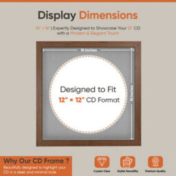 "16X16"" Walnut Modern Vinyl Record Frame With Silver Mount For 12 Inch Lp Disc - Ak Frames" - thumbnail 2