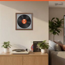 "16X16"" Walnut Modern Vinyl Record Frame With Silver Mount For 12 Inch Lp Disc - Ak Frames" - thumbnail 5