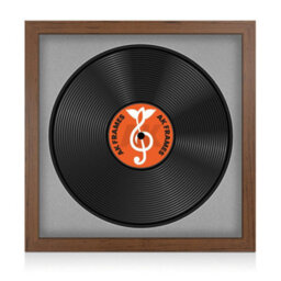 "16X16"" Walnut Modern Vinyl Record Frame With Silver Mount For 12 Inch Lp Disc - Ak Frames"