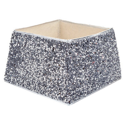Christmas Tree Skirt Folding Sequin Decoration X Silver - image 1