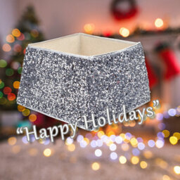 Christmas Tree Skirt Folding Sequin Decoration X Silver - thumbnail 4