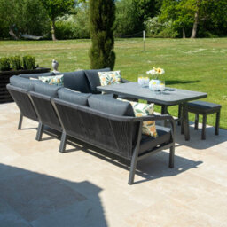 Bracken Outdoors Antigua Rope Aluminium L Shape Corner Garden Sofa Set With Dining Table - thumbnail 4