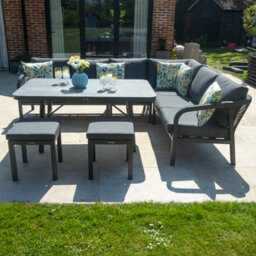 Bracken Outdoors Antigua Rope Aluminium L Shape Corner Garden Sofa Set With Dining Table - thumbnail 2