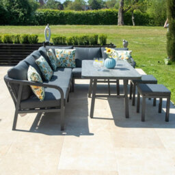 Bracken Outdoors Antigua Rope Aluminium L Shape Corner Garden Sofa Set With Dining Table - thumbnail 3