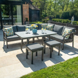 Bracken Outdoors Antigua Rope Aluminium L Shape Corner Garden Sofa Set With Dining Table - thumbnail 1